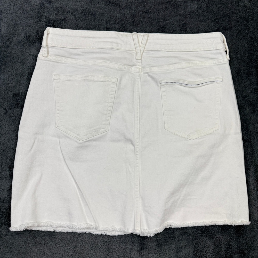 Vineyard Vines White Denim Skirt‎ Women's Size 10 Frayed Hem Casual - Picture 2 of 9